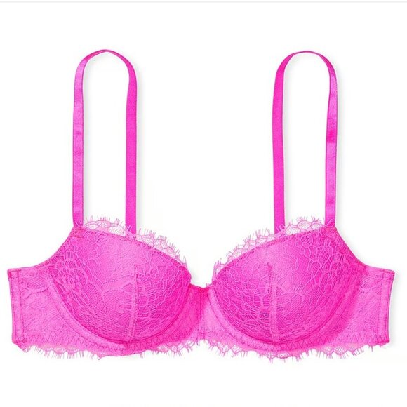 38DDD Victoria's Secret Dream Angels Lightly Lined Demi Bra Hot Pink Lace $59 - Picture 4 of 7